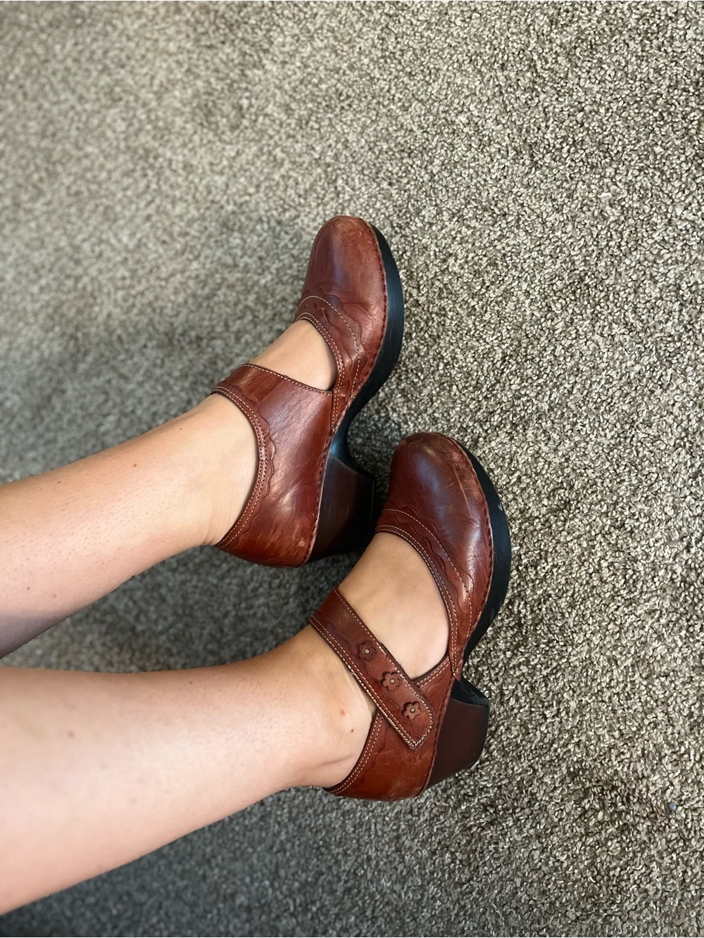 Brownish red Dansko Leather Mary Jane Heels - Women's Comfort Dress Shoes
